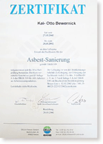 Zertifikat Asbestsanierung